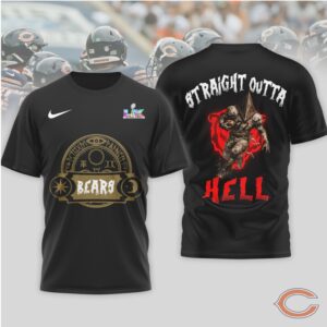Chicago Bears “Straight Outta Hell” Horror Graphic T Shirt