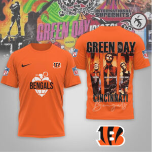 Cincinnati Bengals Green Day Rock Band Mashup Nike Performance Football Fan Shirt Cincinnati Bengals Green Day Rock Band Mashup Nike Performance Football Fan Shirt