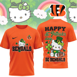 Cincinnati Bengals Hello Kitty St. Patrick’s Day Lucky Leprechaun Football Fan T Shirt Cincinnati Bengals Hello Kitty St. Patrick’s Day Lucky Leprechaun Football Fan T Shirt