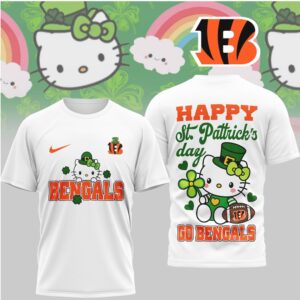 Cincinnati Bengals Hello Kitty St. Patrick's Day Lucky Leprechaun Football Fan T Shirt