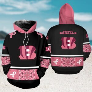 Cincinnati Bengals Pink Breast Cancer NFL Football Hoodie Cincinnati Bengals Pink Breast Cancer NFL Football Hoodie
