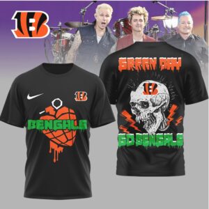 Cincinnati Bengals x Green Day Punk Skull Mohawk Fan Tee