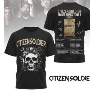 Citizen Soldier Secret Songs Tour II Skull Graphic Rock Band Merch Concert T Shirt
