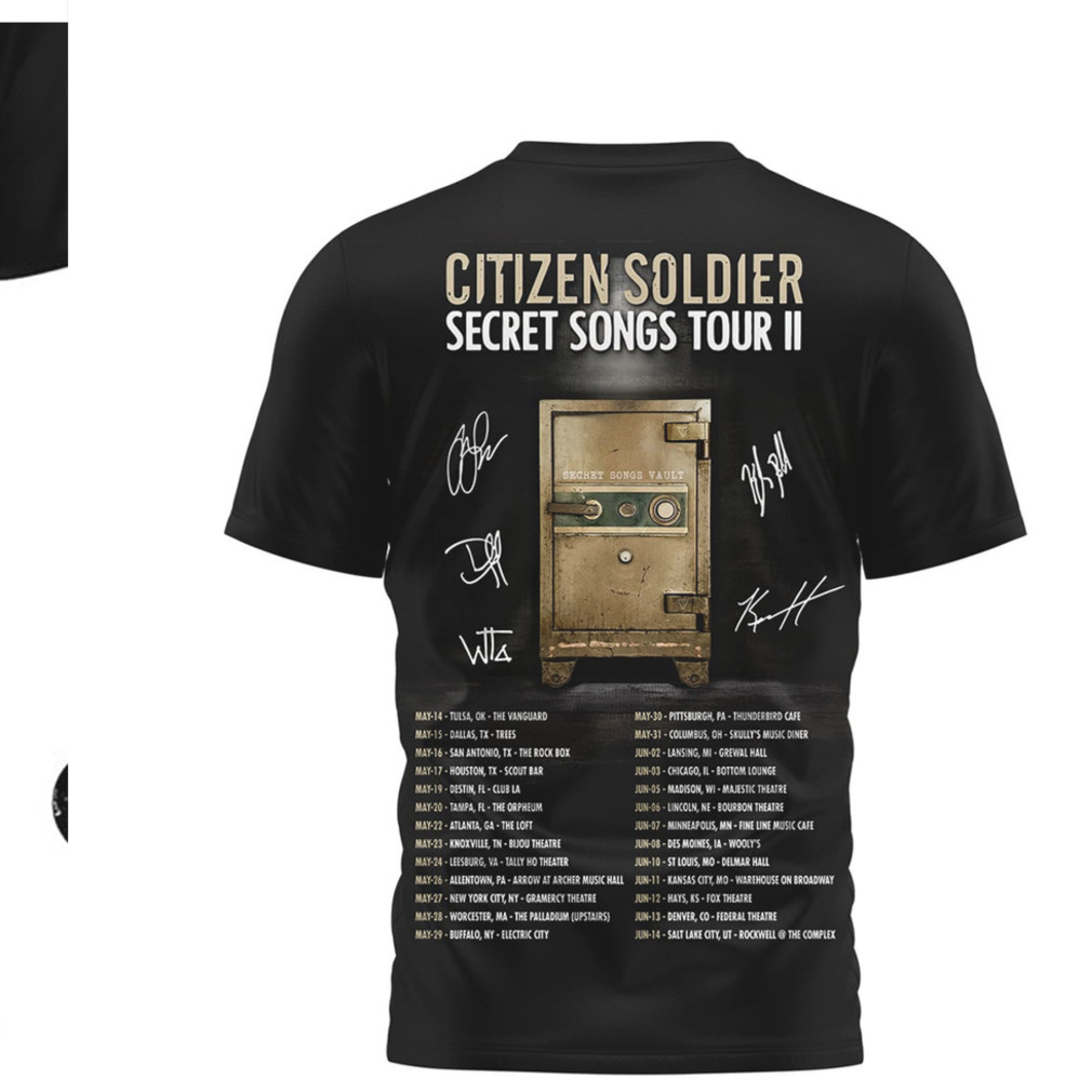 Citizen Soldier Secret Songs Tour II Skull Graphic Rock Band Merch Concert T Shirt Citizen Soldier Secret Songs Tour II Skull Graphic Rock Band Merch Concert T Shirt