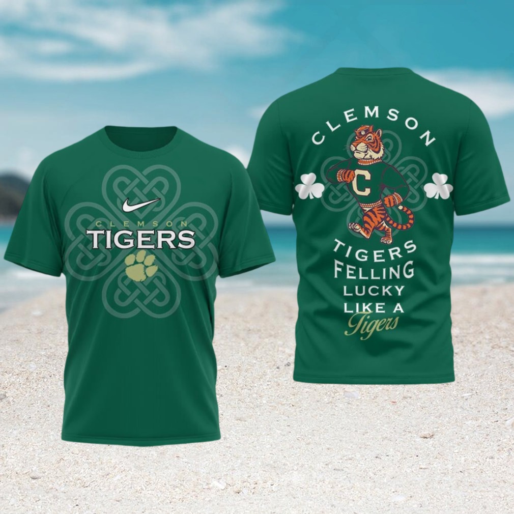Clemson Tigers St. Patrick's Day Lucky Like A Tiger Green Clover T Shirt Clemson Tigers St. Patrick's Day Lucky Like A Tiger Green Clover T Shirt