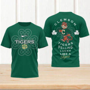 Clemson Tigers St. Patrick's Day Lucky Like A Tiger Green Clover T Shirt