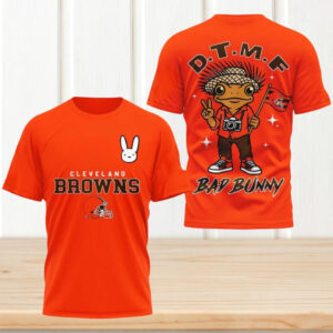 Cleveland Browns Bad Bunny DTMF Frog Orange Football Fan T Shirt