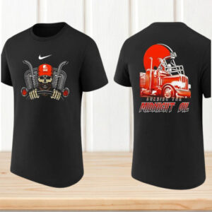 Cleveland Browns Burning The Midnight Oil Trucker Skull Football Fan T Shirt