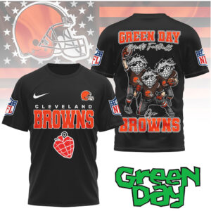 Cleveland Browns “Green Day Meets Football” Cartoon Graphic Tee Cleveland Browns “Green Day Meets Football” Cartoon Graphic Tee