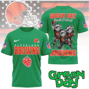 Cleveland Browns “Green Day Meets Football” Cartoon Graphic Tee