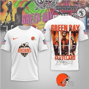Cleveland Browns Green Day Rock Band Mashup Nike Performance Football Fan T Shirt