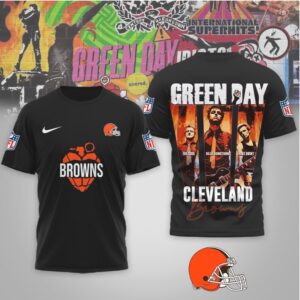 Cleveland Browns Green Day Rock Band Mashup Nike Performance Football Fan T Shirt