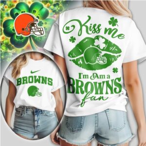 Cleveland Browns Kiss Me I'm A Fan St. Patrick's Day Women's Green Football Shirt