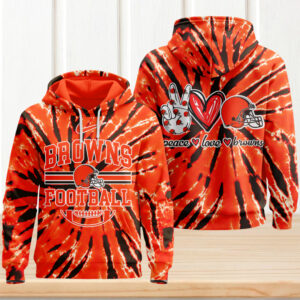 Cleveland Browns Peace Love Browns NFL Logo Hoodie
