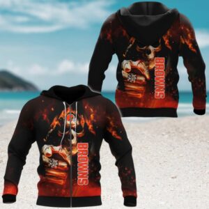 Cleveland Browns x Skull Flame NFL Fan Hoodie Cleveland Browns x Skull Flame NFL Fan Hoodie