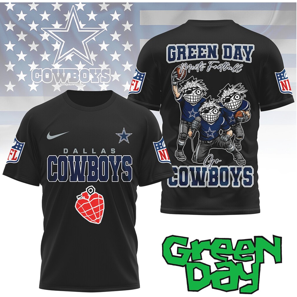 Dallas Cowboys “Green Day Meets Football” Band Crossover T Shirt Dallas Cowboys “Green Day Meets Football” Band Crossover T Shirt