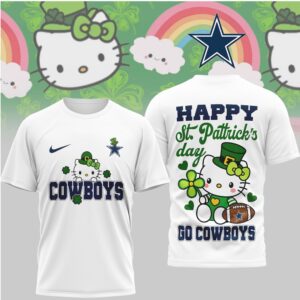 Dallas Cowboys Hello Kitty St. Patrick's Day Lucky Leprechaun Football Fan T Shirt