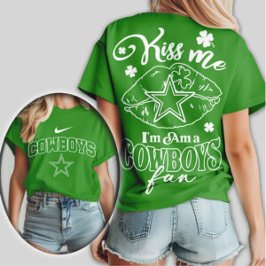 Dallas Cowboys Kiss Me I’m A Fan St. Patrick’s Day Women’s Green Football Shirt Dallas Cowboys Kiss Me I’m A Fan St. Patrick’s Day Women’s Green Football Shirt