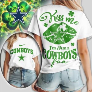 Dallas Cowboys Kiss Me I'm A Fan St. Patrick's Day Women's Green Football Shirt