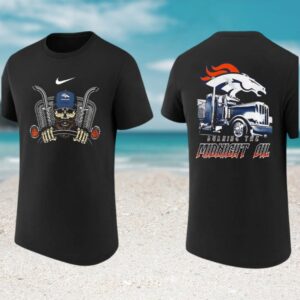 Denver Broncos Burning The Midnight Oil Trucker Skull Football Fan T Shirt Denver Broncos Burning The Midnight Oil Trucker Skull Football Fan T Shirt