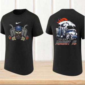 Denver Broncos Burning The Midnight Oil Trucker Skull Football Fan T Shirt