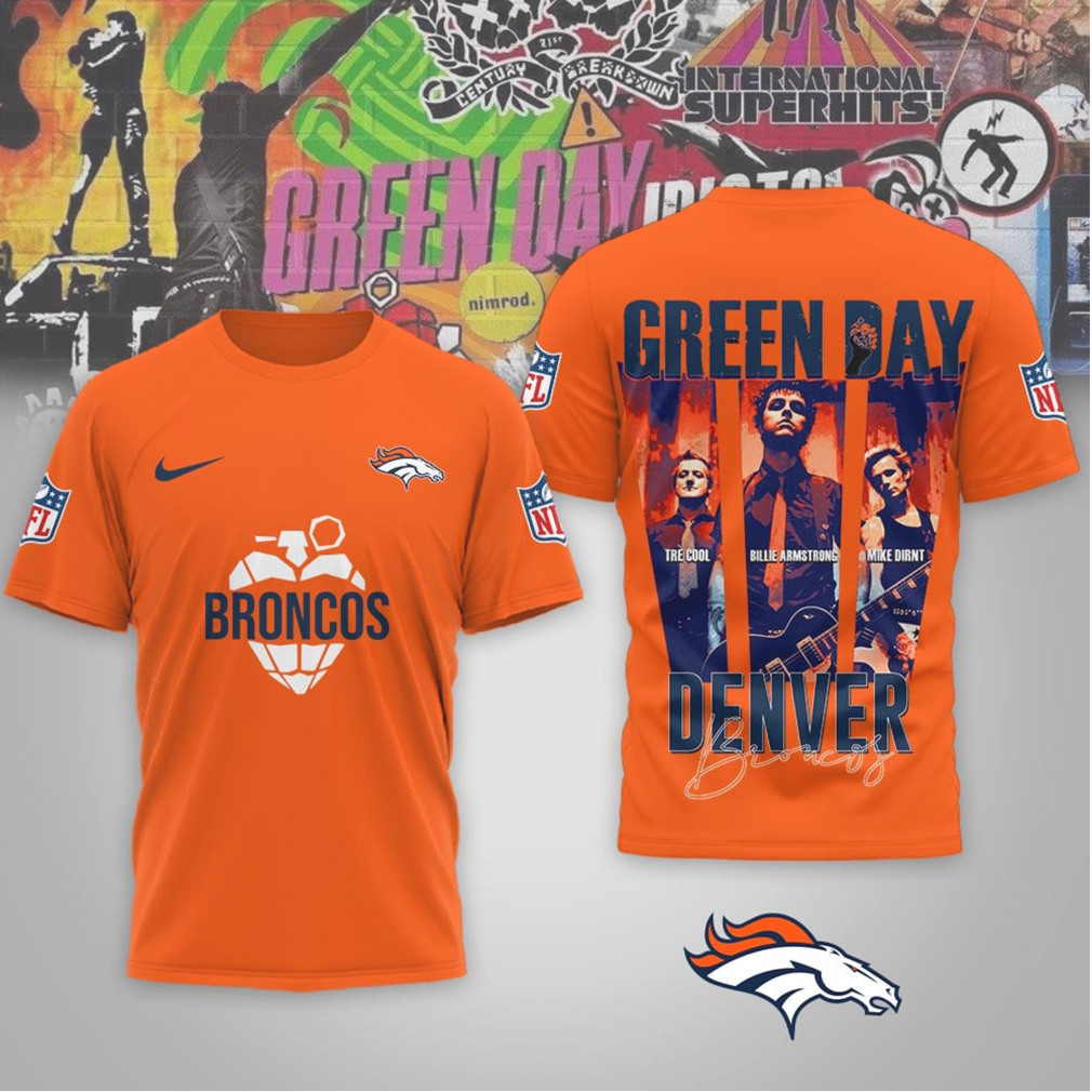Denver Broncos Green Day Rock Band Mashup Nike Performance Football Fan Shirt Denver Broncos Green Day Rock Band Mashup Nike Performance Football Fan Shirt