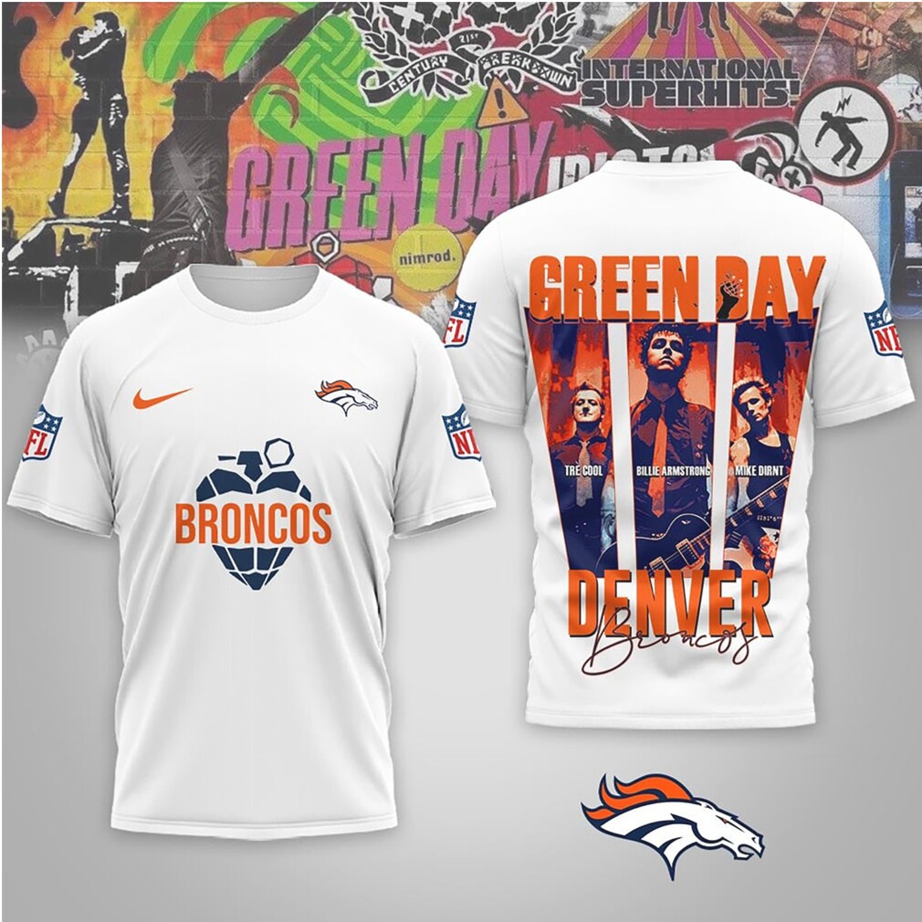 Denver Broncos Green Day Rock Band Mashup Nike Performance Football Fan Shirt Denver Broncos Green Day Rock Band Mashup Nike Performance Football Fan Shirt