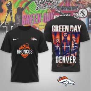 Denver Broncos Green Day Rock Band Mashup Nike Performance Football Fan Shirt