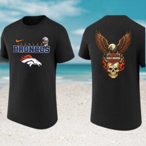 Denver Broncos Harley Davidson Eagle Skull Fire T Shirt Football Fan Apparel Denver Broncos Harley Davidson Eagle Skull Fire T Shirt Football Fan Apparel