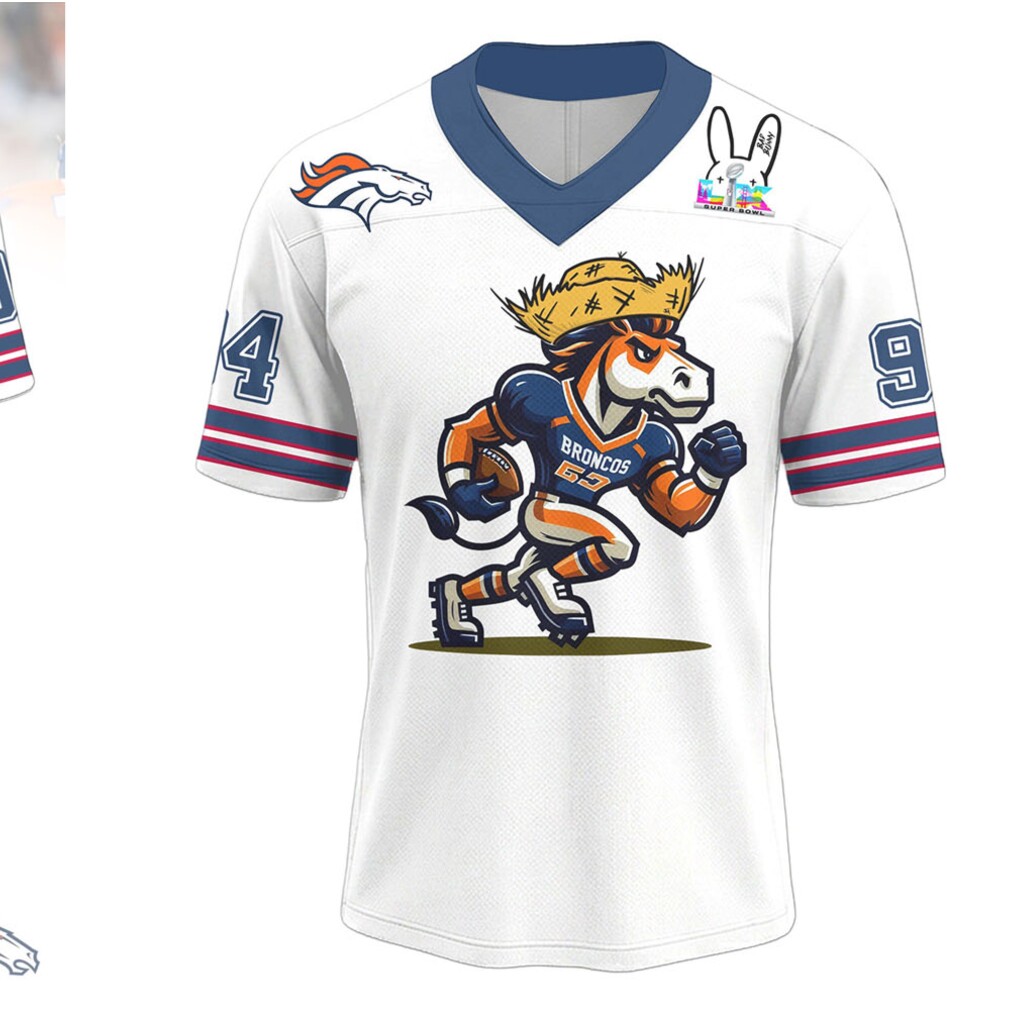 Denver Broncos Official Benito Bowl V neck Baseball Jersey Denver Broncos Official Benito Bowl V neck Baseball Jersey