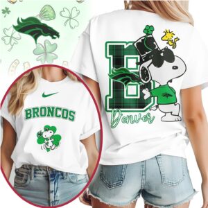 Denver Broncos Snoopy St. Patrick's Day Lucky Shamrock Women's Football Fan T Shirt