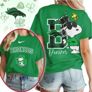 Denver Broncos Snoopy St. Patrick's Day Lucky Shamrock Women's Football Fan T Shirt