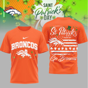 Denver Broncos St. Patrick’s Day Lucky Shamrock Flag Nike Performance Football T Shirt Denver Broncos St. Patrick’s Day Lucky Shamrock Flag Nike Performance Football T Shirt