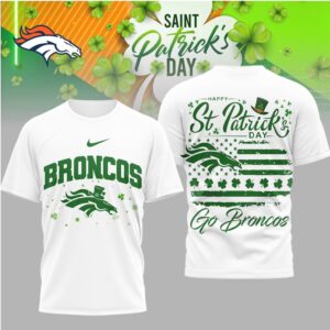 Denver Broncos St. Patrick's Day Lucky Shamrock Flag Nike Performance Football T Shirt