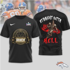 Denver Broncos “Straight Outta Hell” Horror Graphic T Shirt