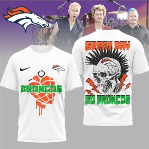 Denver Broncos x Green Day Punk Skull Mohawk Graphic Tee