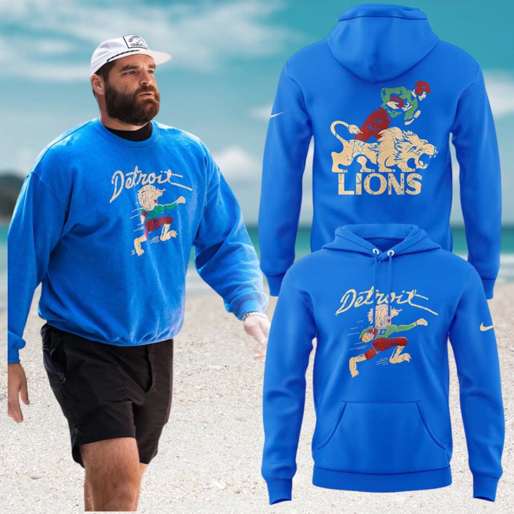 Detroit Lions 50s Retro Mascot Royal NFL T Shirt Detroit Lions 50s Retro Mascot Royal NFL T Shirt