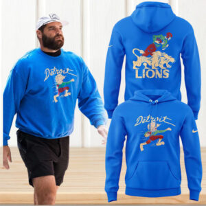 Detroit Lions 50s Retro Mascot Royal NFL T Shirt