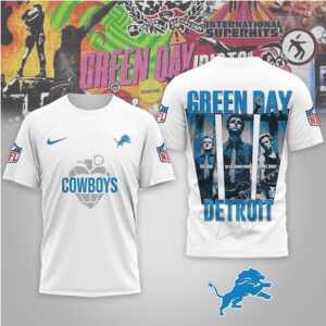 Detroit Lions Green Day Rock Band Mashup Nike Performance Football Fan T Shirt