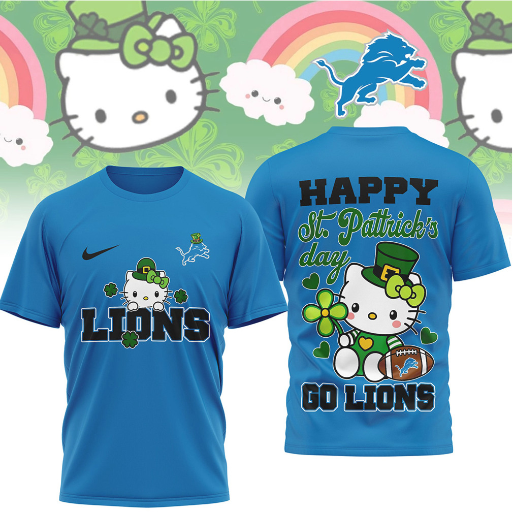 Detroit Lions Hello Kitty St. Patrick's Day Lucky Shamrock Football Fan T Shirt Detroit Lions Hello Kitty St. Patrick's Day Lucky Shamrock Football Fan T Shirt