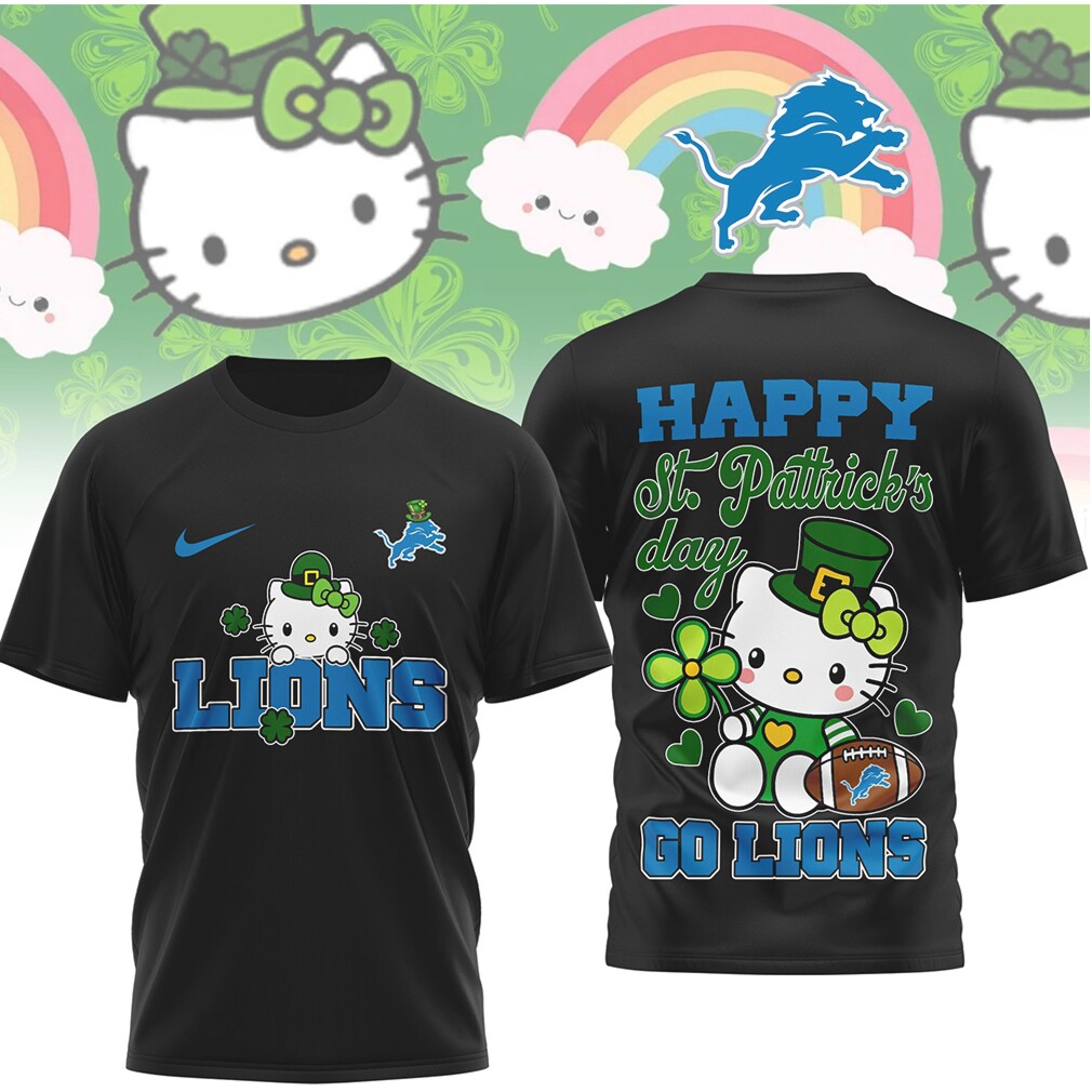 Detroit Lions Hello Kitty St. Patrick’s Day Lucky Shamrock Football Fan T Shirt Detroit Lions Hello Kitty St. Patrick’s Day Lucky Shamrock Football Fan T Shirt