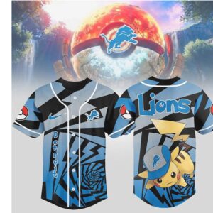 Detroit Lions Official NFL Pikachu Jersey Shirt
