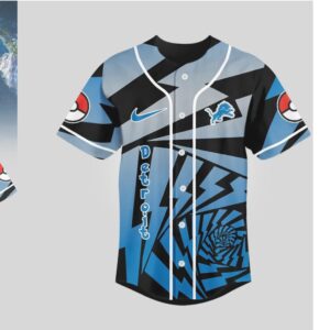 Detroit Lions Official NFL Pikachu Jersey Shirt