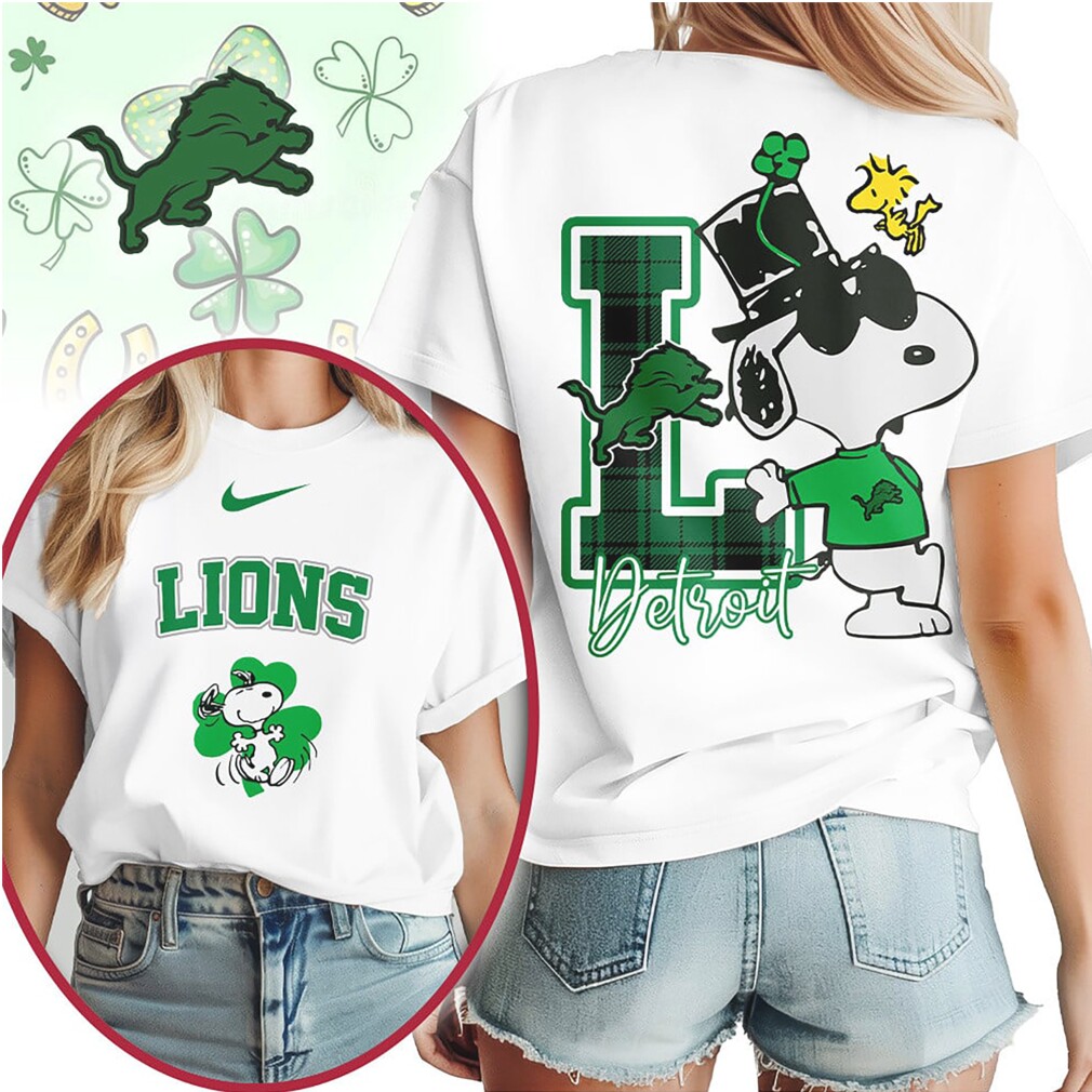 Detroit Lions Snoopy St. Patrick's Day Lucky Shamrock Women's Football Fan T Shirt Detroit Lions Snoopy St. Patrick's Day Lucky Shamrock Women's Football Fan T Shirt