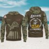 Detroit Lions US Marine Corps 250th Anniversary Game Day Hoodie Detroit Lions US Marine Corps 250th Anniversary Game Day Hoodie
