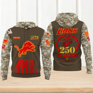 Detroit Lions US Marine Corps 250th Anniversary Hoodie