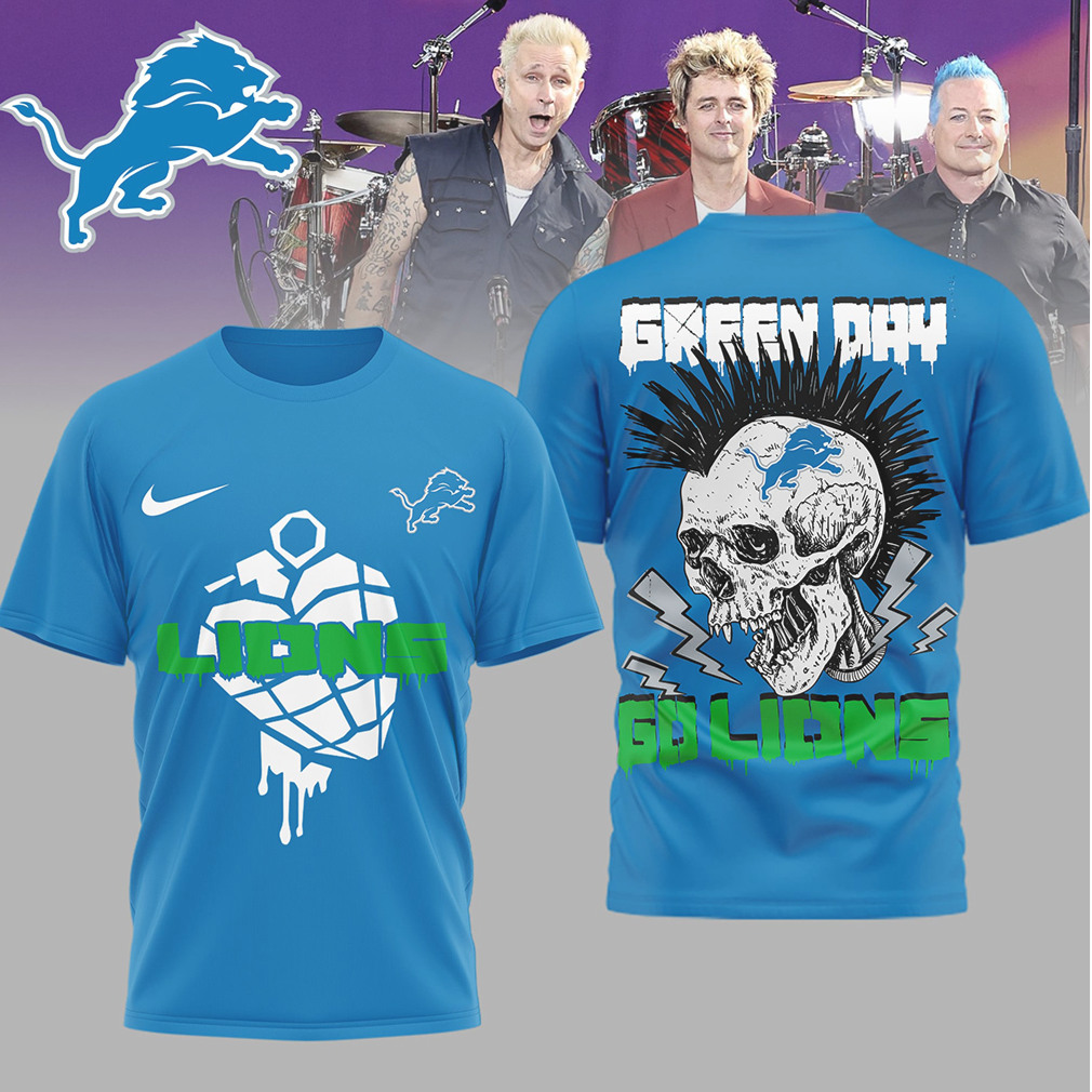 Detroit Lions x Green Day Punk Skull Mohawk Graphic Tee Detroit Lions x Green Day Punk Skull Mohawk Graphic Tee