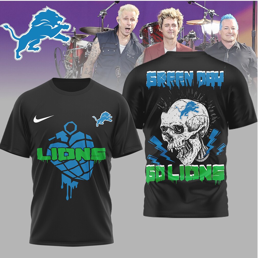 Detroit Lions x Green Day Punk Skull Mohawk Graphic Tee Detroit Lions x Green Day Punk Skull Mohawk Graphic Tee