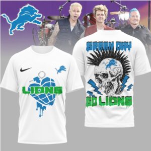 Detroit Lions x Green Day Punk Skull Mohawk Graphic Tee