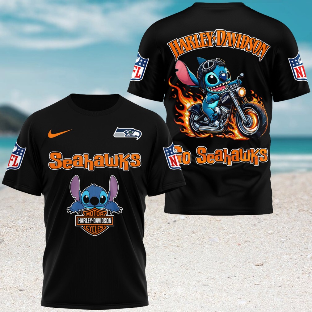 Disney Stitch Harley Davidson Seattle Seahawks Lilo and Stitch Motorbike Mashup T Shirt Disney Stitch Harley Davidson Seattle Seahawks Lilo and Stitch Motorbike Mashup T Shirt